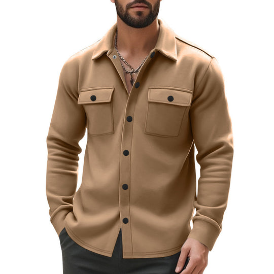Herren nan gefütterte Hemdjacke mit Fleecefutter, aufgesetzten Brustklappen und Druckknopfleiste EB