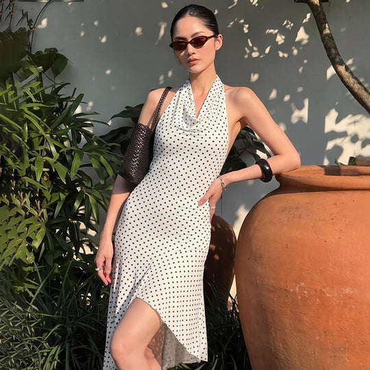 Damen ärmelloses Polka-Dots Kleid EB