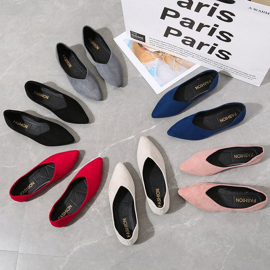 Damen  spitze Ballerina aus Microvelours mit gepolstertem Komfortfußbett EB