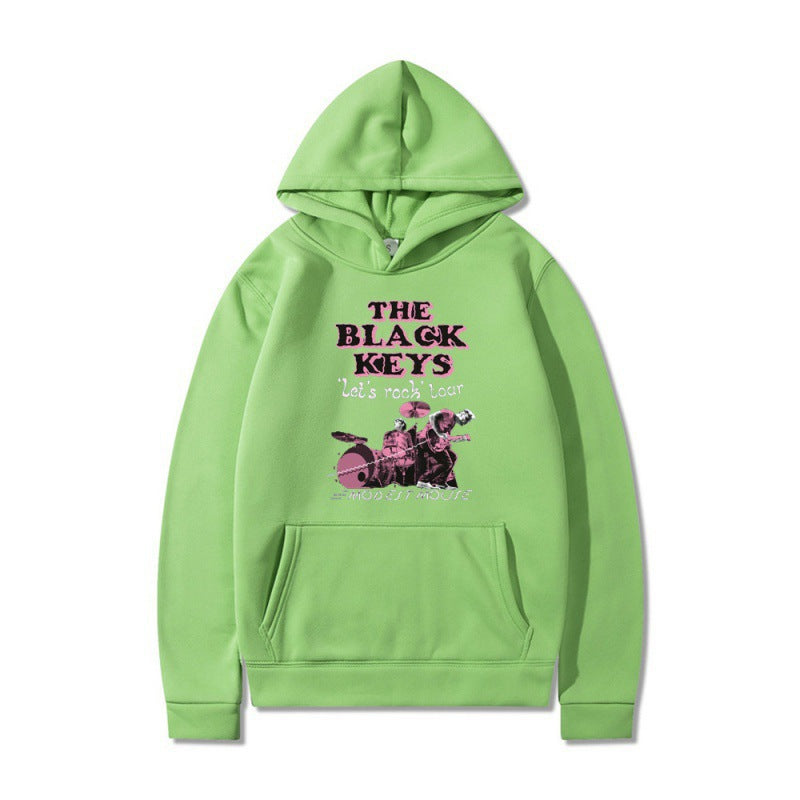 Damen Kapuzenpullover mit kreativem Rockband-Design und komfortabler Passform EB