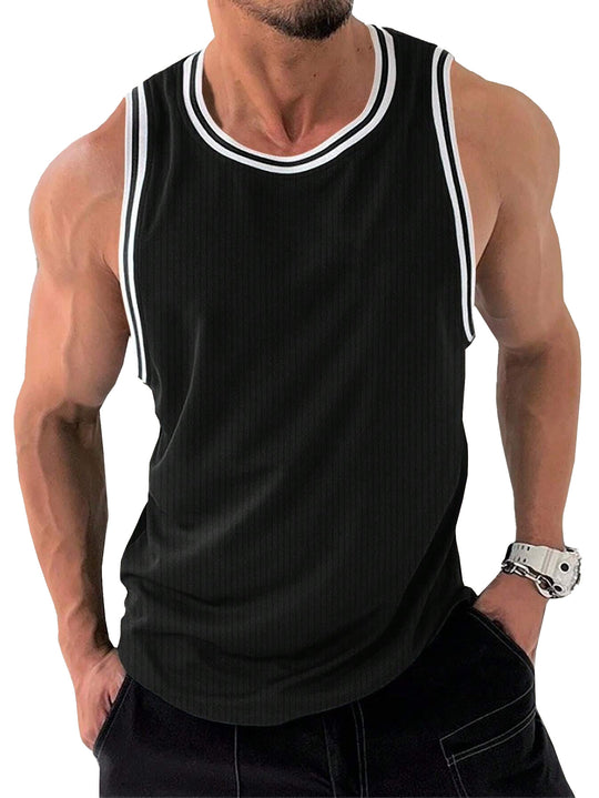 Herren Sportliches ärmelloses Tanktop mit atmungsaktivem Material und modernem Rippendesign EB