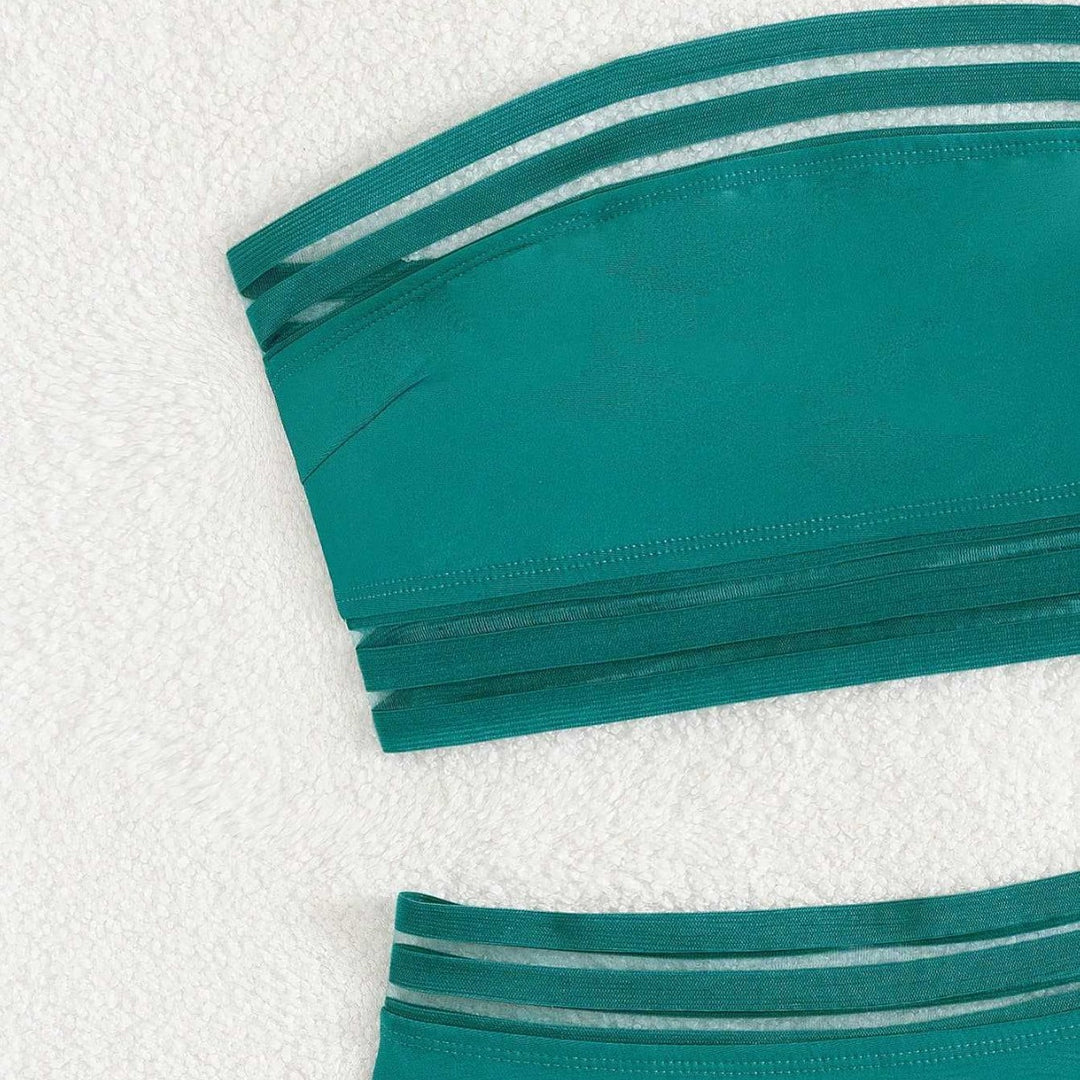 Damen Off-Shoulder Bikini-Set mit hohem Bund EB