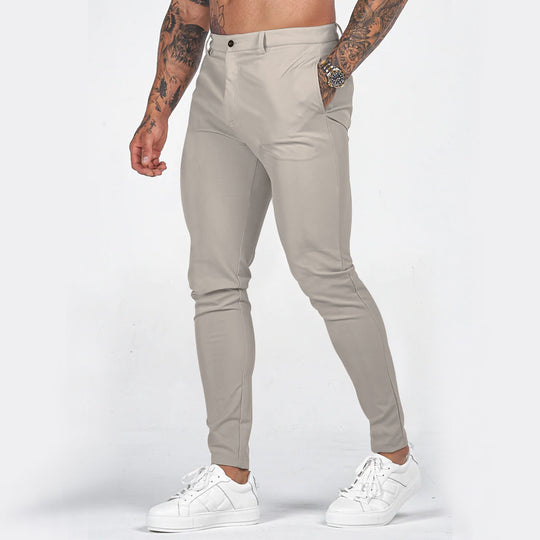 Herren elegante Slim-Fit Chinohose mit elastischem Bund und praktischen Taschen EB