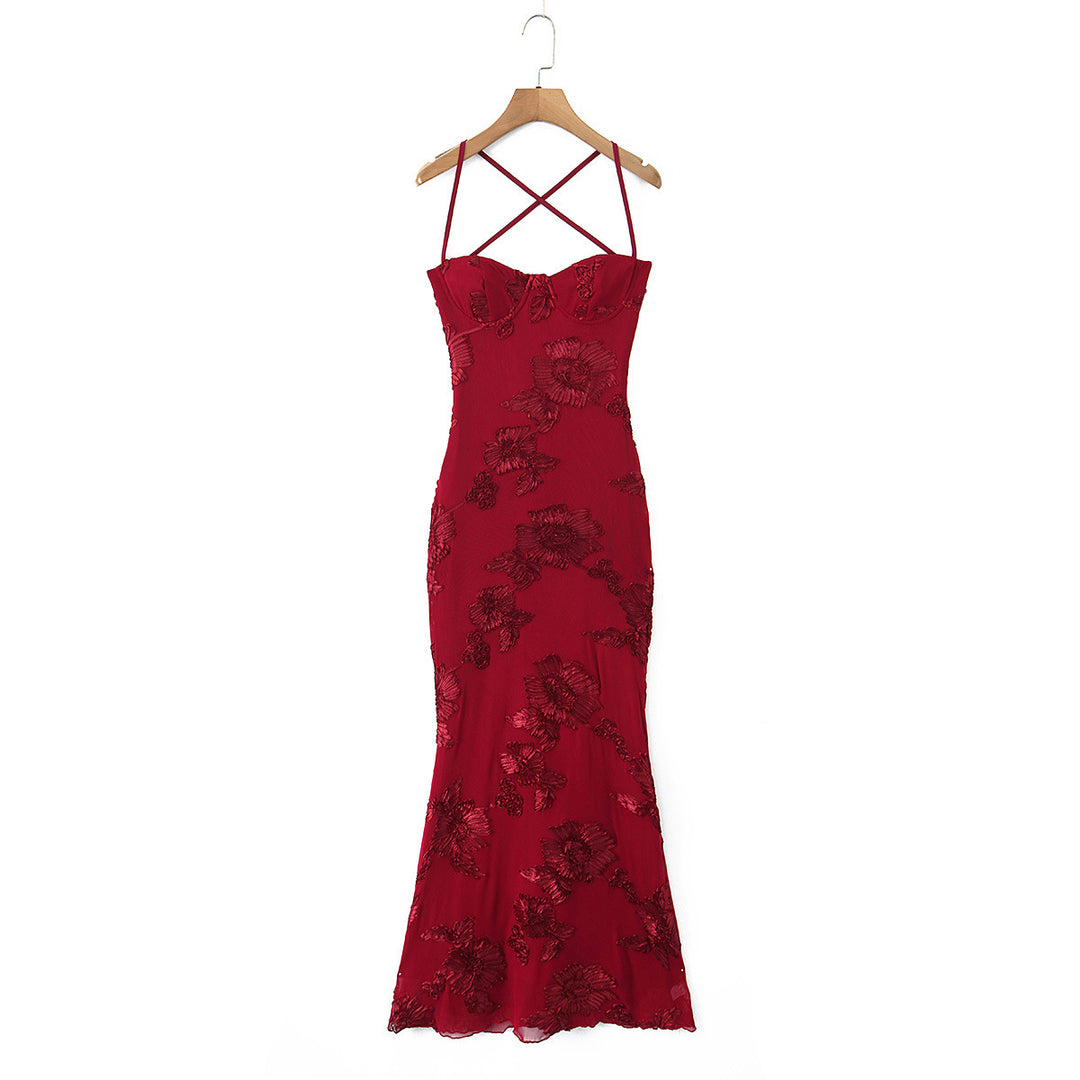 Damen Bodycon Kleid mit floralem Spitzenbesatz EB