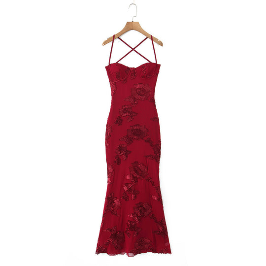 Damen Bodycon Kleid mit floralem Spitzenbesatz EB