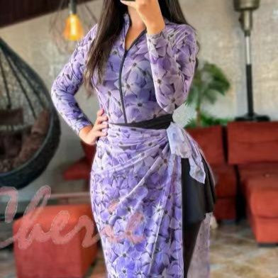 Damen Elegantes Maxikleid mit floralen Details EB