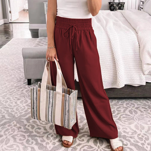 Damen Weit geschnittene Freizeithose mit elastischem Bund und verstellbarem Kordelzug EB