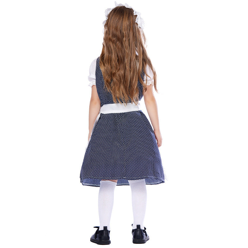 Damen nan traditionelles Dirndlkleid mit Spitzenbluse und bestickter Tüllschürze EB