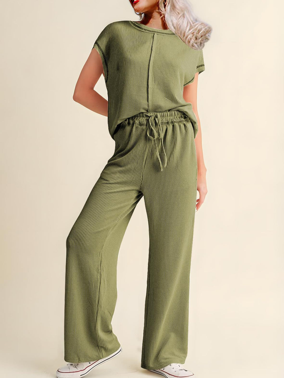 Damen gemütliches Lounge-Set mit hoher Taille EB