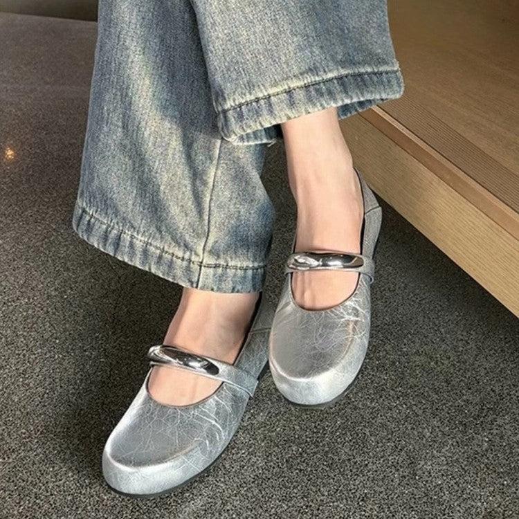 Damen Elegante und komfortable Ballerinas mit modischem Riemchen EB