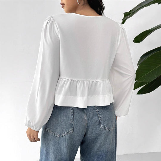 Damen Bluse mit romantischen Rüschendetails und Schleifen EB