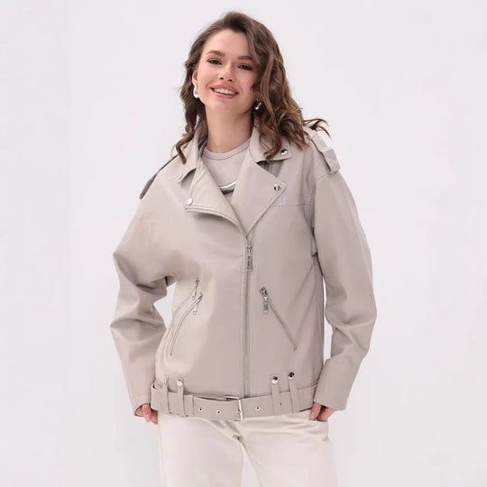 Damen modische Bikerjacke mit innovativen Details EB