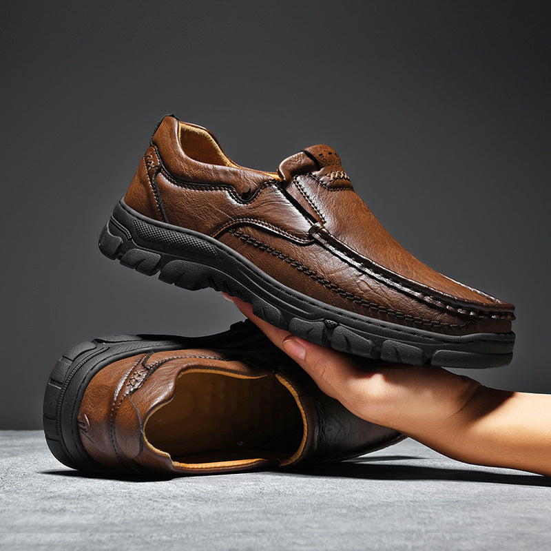 Herren Komfortable Slip-On Lederschuhe mit rutschfester Sohle EB