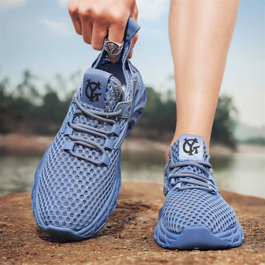 Damen Sportliche Sneakers mit atmungsaktivem Netzoberteil und stoßdämpfender Sohle EB