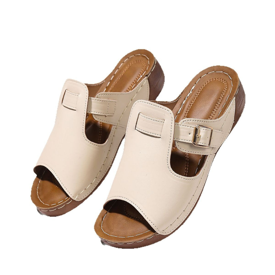 Damen Offene Mules mit verstellbarem Riemen und anatomischem Fußbett EB