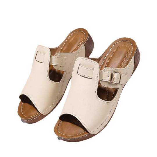 Damen Offene Mules mit verstellbarem Riemen und anatomischem Fußbett EB