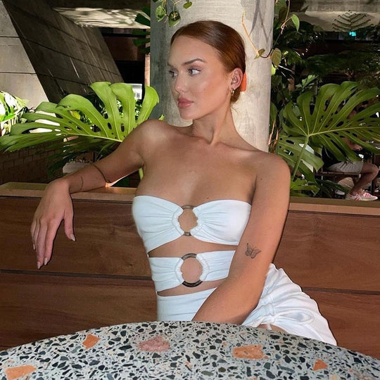 Damen Figurumspielendes Maxikleid mit Cut-Outs und hohem Schlitz EB