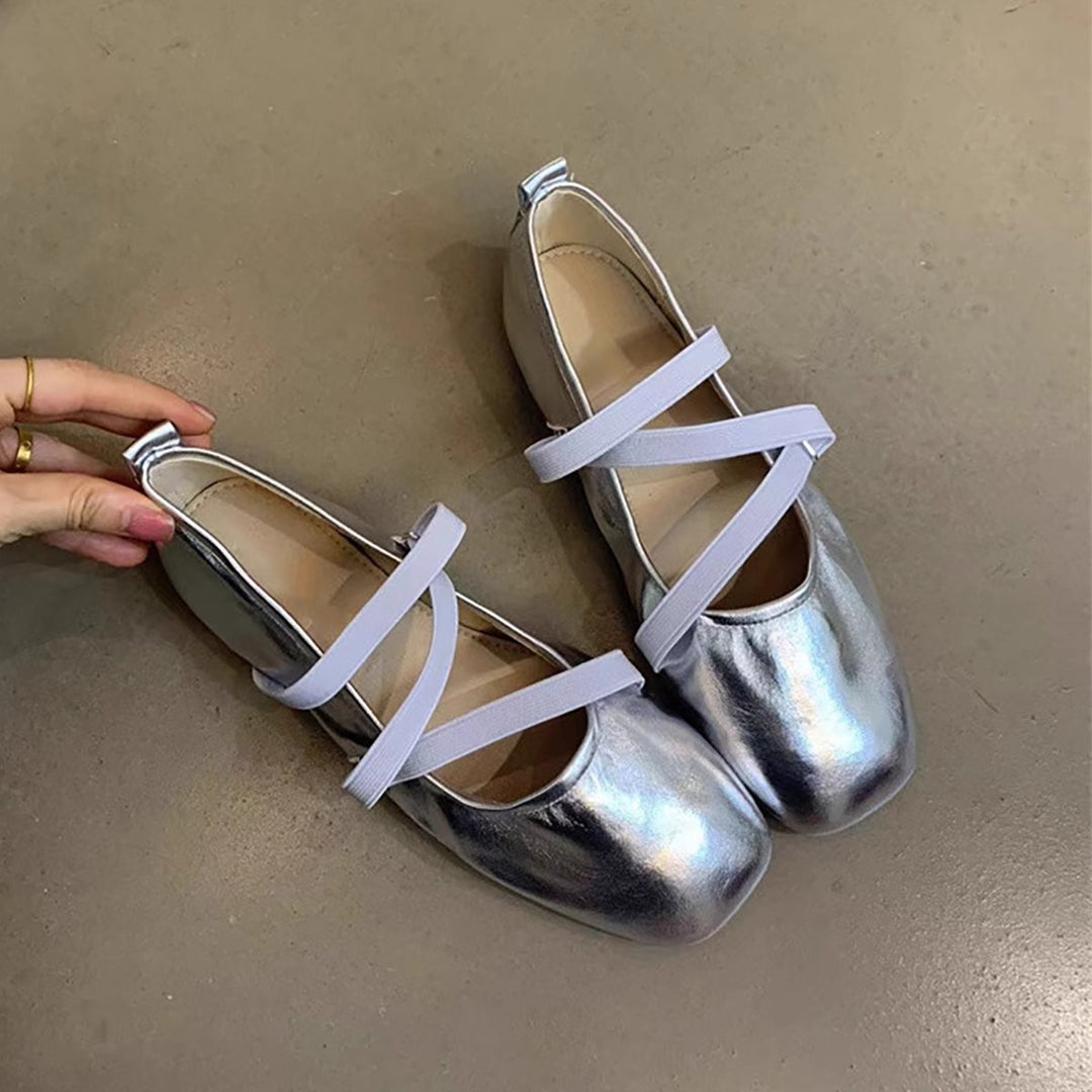 Damen Ballerinas mit modischem Riemen und komfortablem Fußbett EB