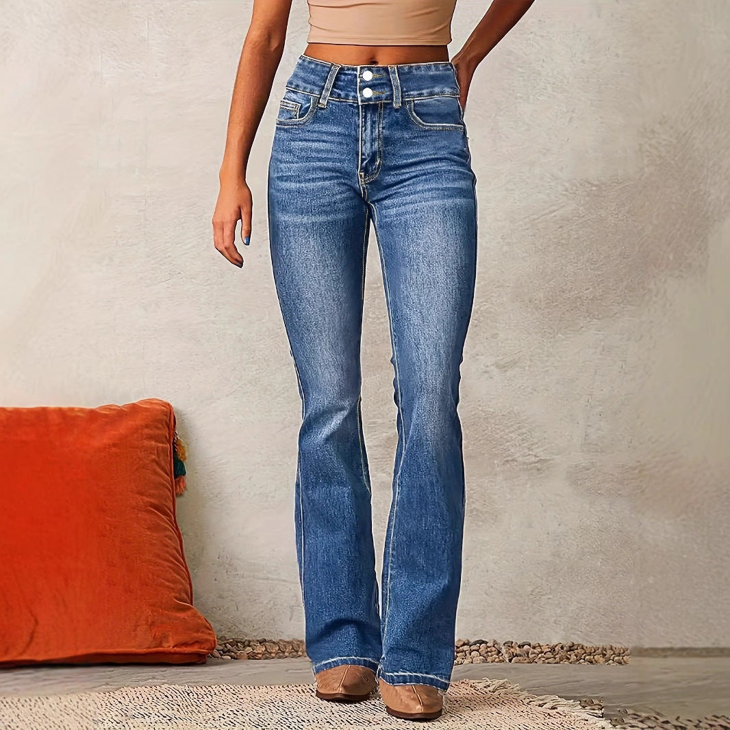 Damen Bootcut Jeans mit hohem Bund und modernem Waschung EB