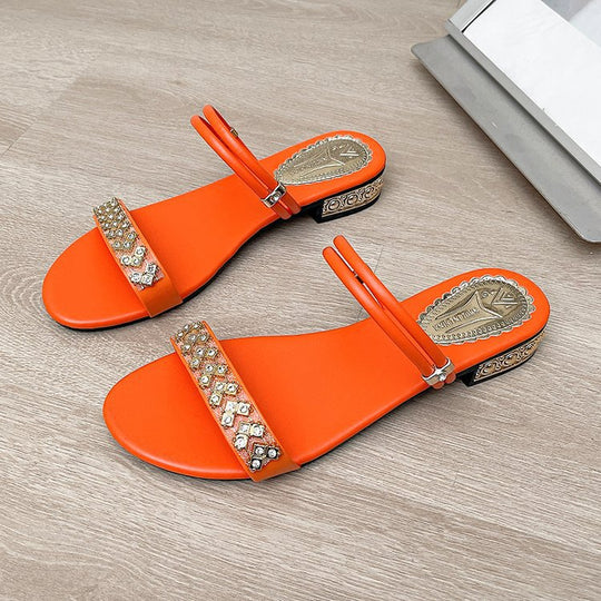 Damen glamouröse Sandalen mit funkelnden Schmuckakzenten EB