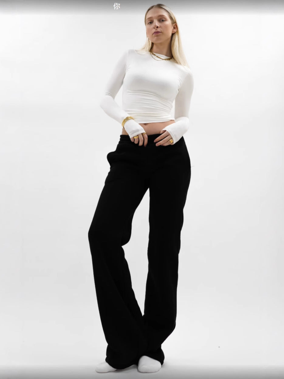 Damen Bequeme Sweatpants mit elastischem Bund und seitlichen Taschen EB
