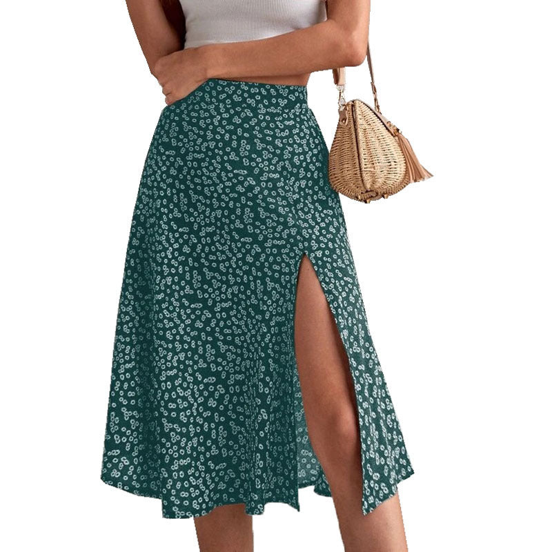 Damen Midi-Rock mit seitlichem Schlitz und floralem Muster EB