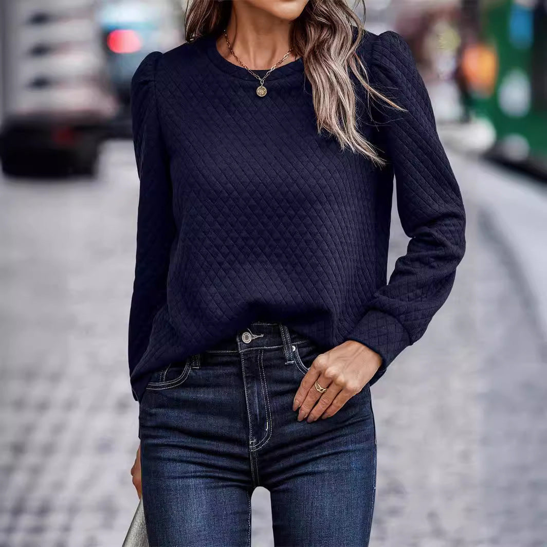 Damen Strukturierter Pullover mit puffärmeligen Details EB