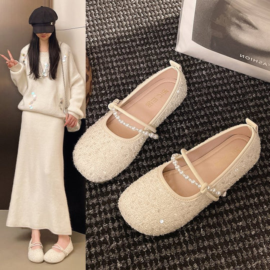 Damen Ballerinas mit zierlichem Perlenakzent EB