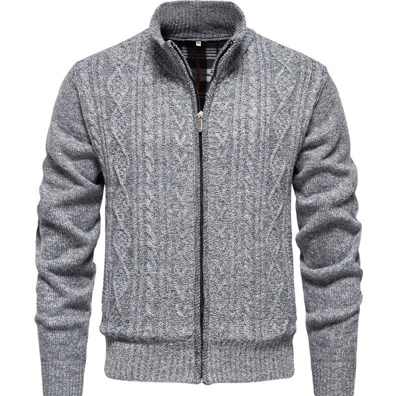 Herren Strickjacke mit hohem Kragen und Reißverschluss EB