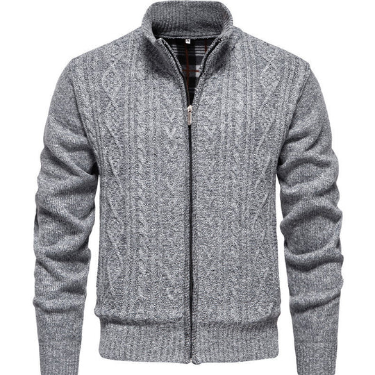 Herren Strickjacke mit hohem Kragen und Reißverschluss EB