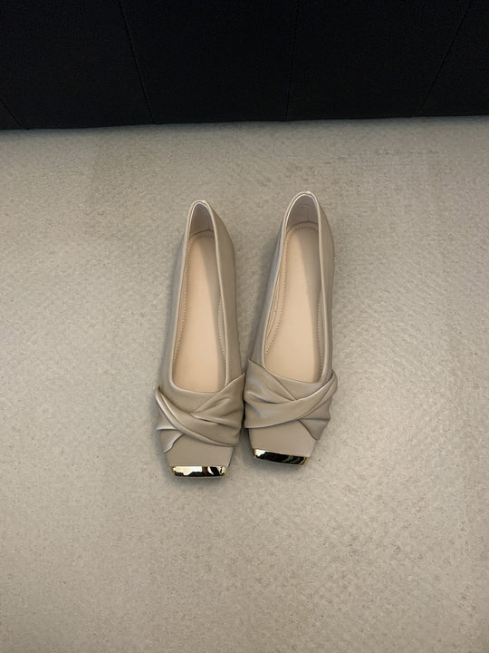 Damen Ballerinas mit eleganter Drapierung und glänzender Schuhspitze EB