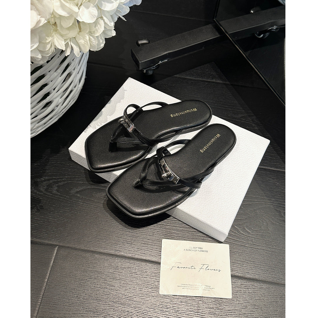 Damen Flip-Flops mit elegantem Riemendesign und modischem Schmuckdetail EB