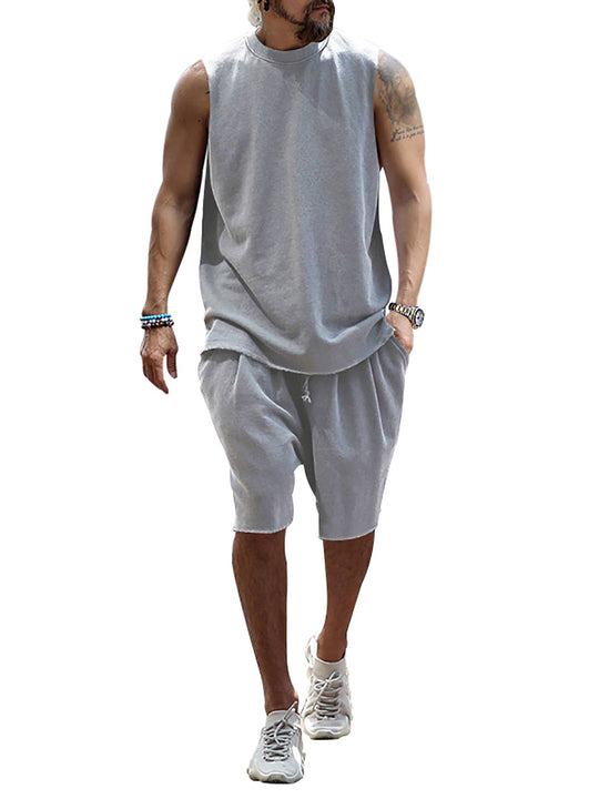 Herren sportliches Tanktop und Shorts-Set aus hochwertigem Baumwollmix EB
