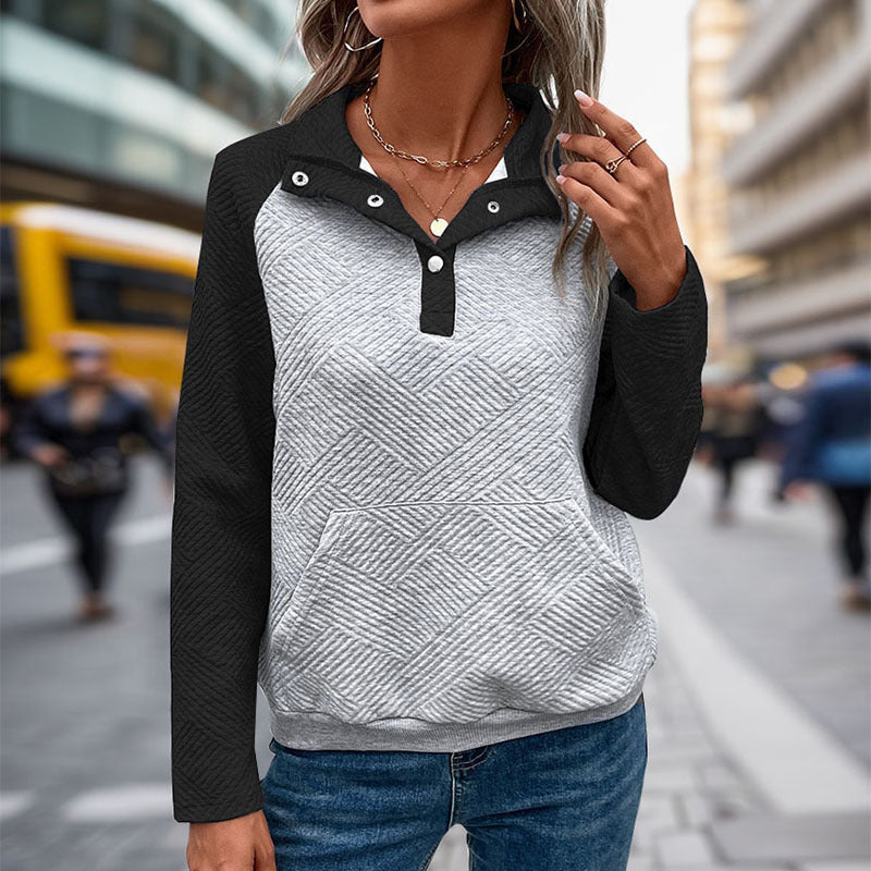 Damen Freizeitpullover mit strukturiertem Design und Knopfleiste EB