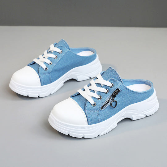Damen Slip-On Sneakers mit modischem Reißverschluss und bequemem Fußbett EB