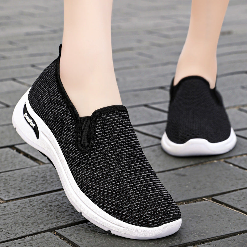 Damen Komfortable Slip-On Freizeitschuhe mit atmungsaktivem Netzdesign EB
