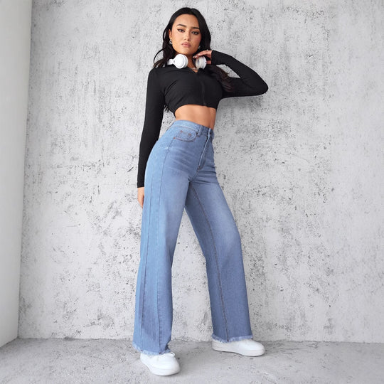 Damen Weite High-Waist Jeans im modernen Vintage-Look EB
