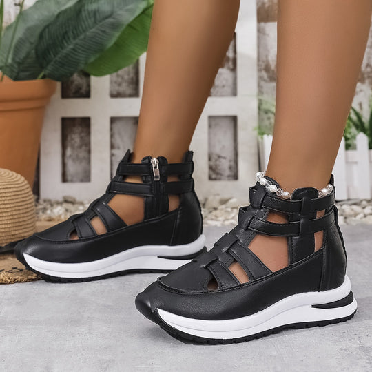 Damen Sportliche Plateausandalen mit verstellbarem Riemendesign EB