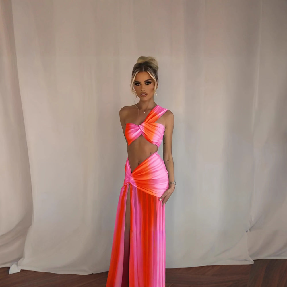 Damen Exquisites Wickelkleid mit asymmetrischem Schnitt und tiefem Schlitz EB