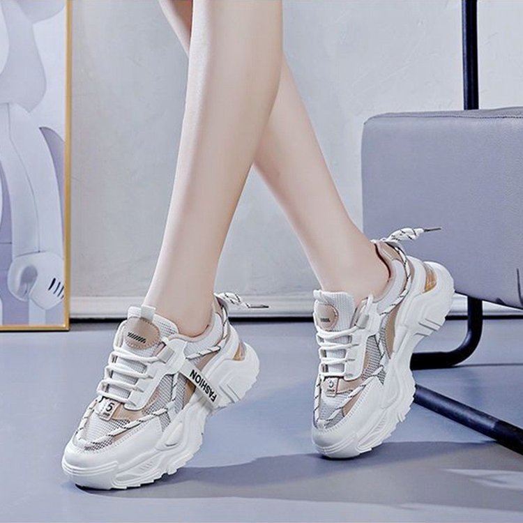 Damen Sportliche Sneakers mit modischem Mesh-Obermaterial und gepolsterter Laufsohle EB