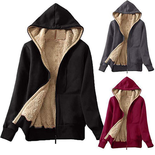 Damen Kuschelige Fleecejacke mit hohem Kragen und praktischem Reißverschluss EB
