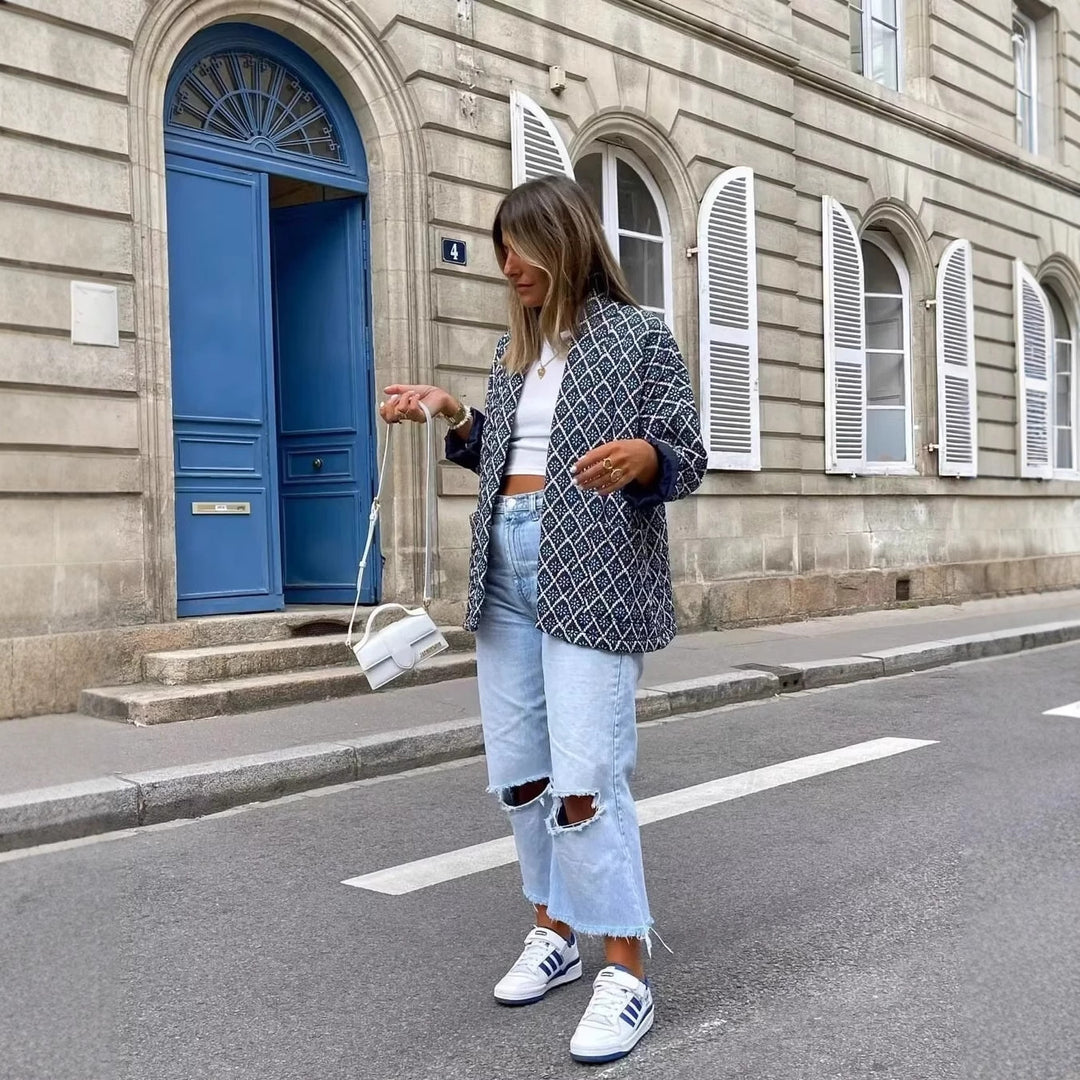 Damen Kimono-Jacke mit traditionellem Muster und bequemer Passform EB