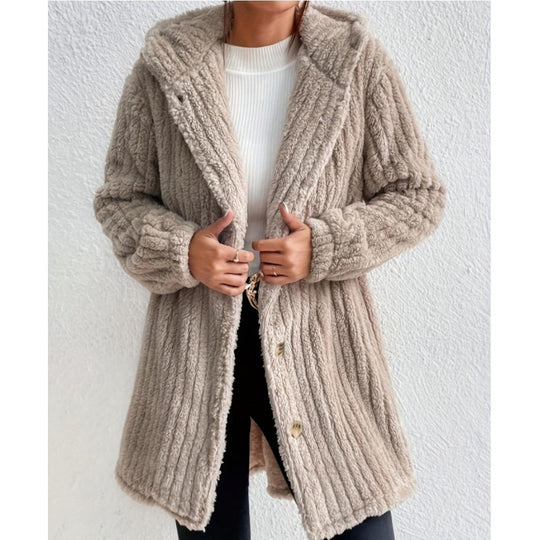 Damen Kuschelige Strickjacke mit langen Ärmeln und voluminösem Schnitt EB