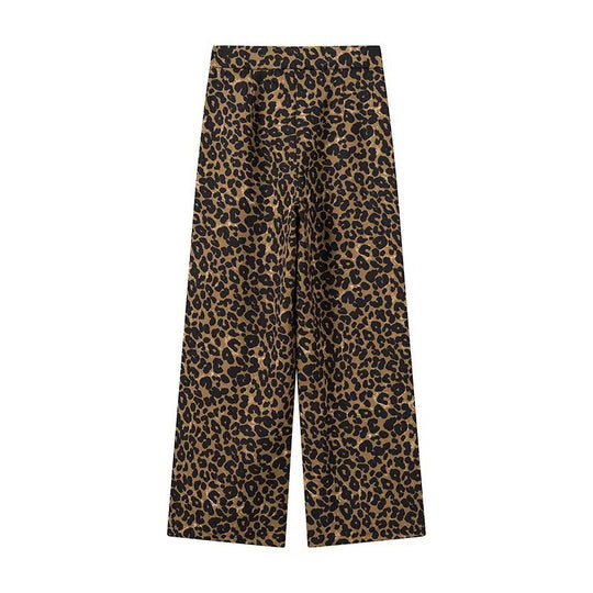 Damen Modische Palazzo-Hose mit Leopardenmuster EB