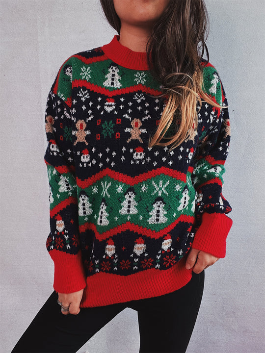 Damen Weihnachts-Pullover mit festlichem Design und verspielten Motiven EB