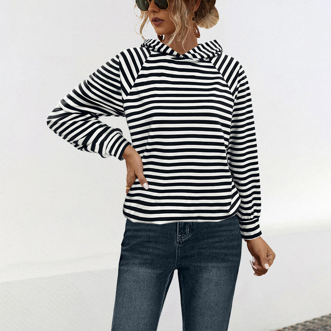 Damen Kapuzensweatshirt mit gestreiftem Design und modernem Schnitt EB