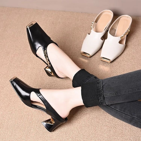 Damen Modische Clogs mit elegantem Glanz-Detail und bequemer Laufsohle EB