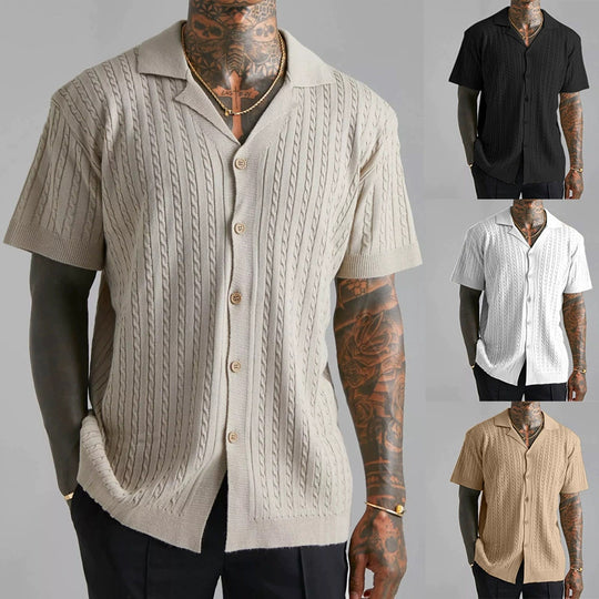 Herren Strickhemd mit strukturiertem Muster EB