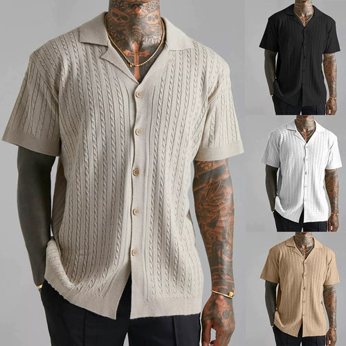 Herren Strickhemd mit strukturiertem Muster EB