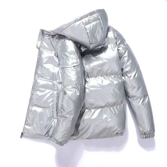 Herren nan glänzende Steppjacke mit Kapuze, wattierter Thermofütterung und wasserabweisender Lackoptik EB